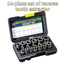 14 Pieces Damaged Bolt Removal Tool Impact Bolt & Nut Remover Set Alloy Damaged Bolt Nut Remover Extractor Socket Tool