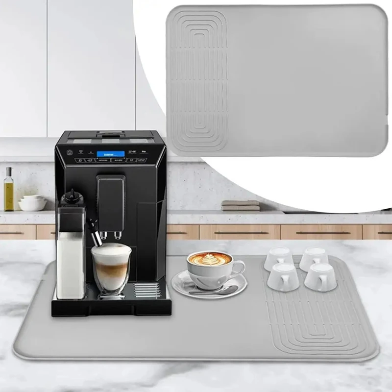 Силиконовый коврик для кофе Силиконовый противоскользящий коврик для кофеварки 23,6 х 15,7 дюймов дренажный термостойкий коврик для кофеварки