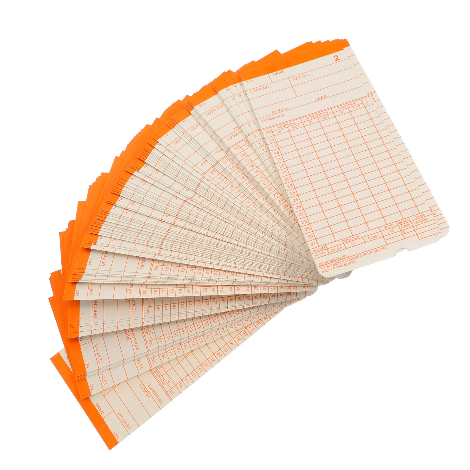 100 Sheets Test Card Time of Office Clocking Cards for Company Weekly Warehouse Attendance