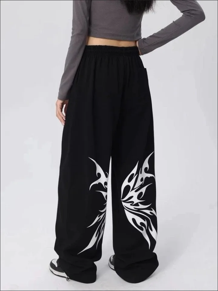 

Спортивные брюки унисекс в американском ретро-стиле с силуэтом бабочки, свободные, для фитнеса на открытом воздухе, с широкими штанинами, для тренировок