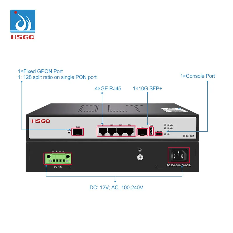 HSGQ-GPON OLT 4/8/16 PORTS Mini Olt Fiber Optical Network Terminal GPON Olt Gpon 4 Ports