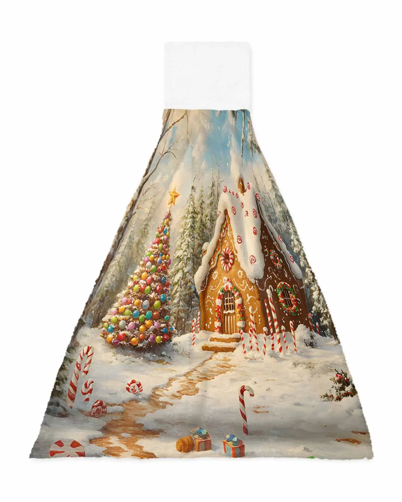 Christmas Gingerbread House Hand Towels Microfiber Bath Hanging Cloth Quick Dry Cleaning Cloth Xmas Kitchen Towel