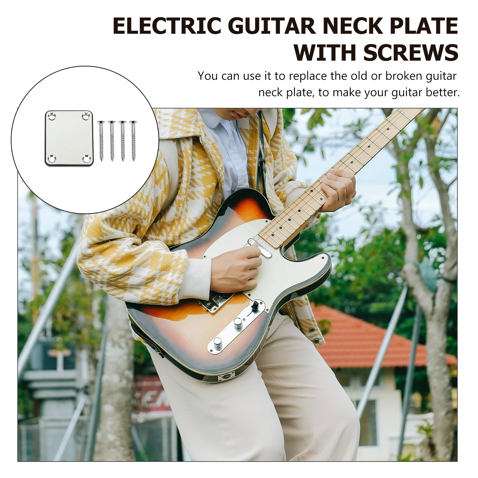 

Neck Connection Plate Part Electric Guitar Plates Reinforcement Replacement Parts Bass Electronic