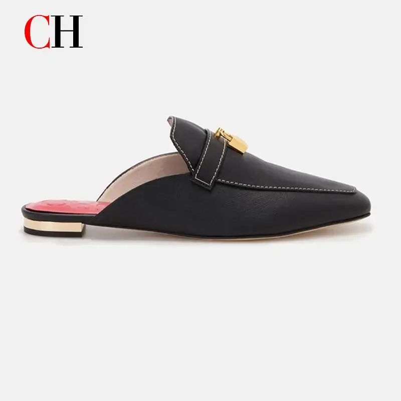 

CH Роскошные дизайнерские женские сандалии на плоской подошве, новинка 2023 года, тканые удобные женские сандалии, повседневные летние женские тапочки на плоской подошве