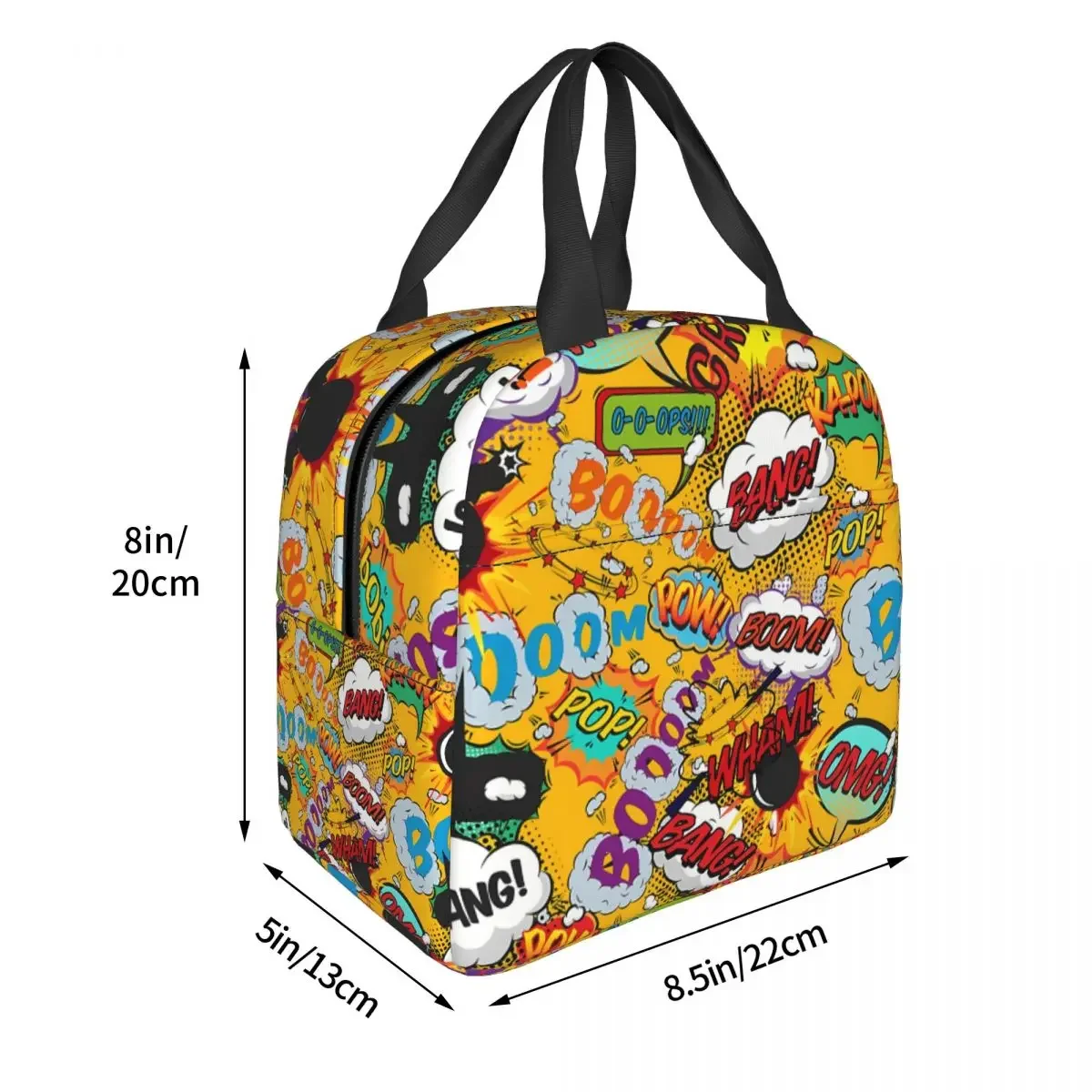 Pop Art Shout Outs Fun Typographic Cartoon Design Oxford Cloth Portable Bags Superhero Boom Comic Book School Trip Lunch Handbag