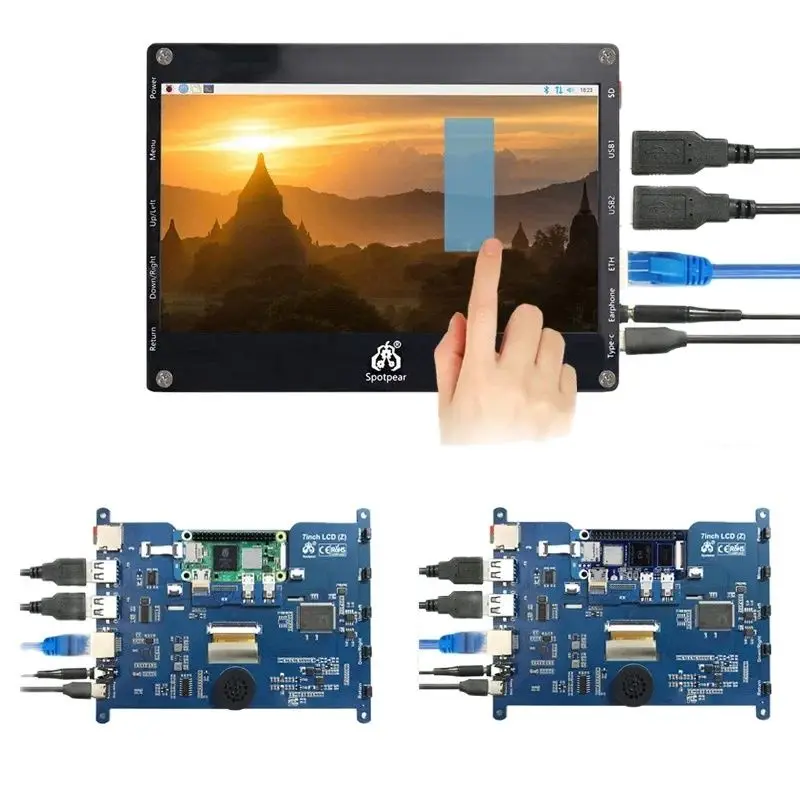 personalizado lcd touch screen display raspberry pi zero faca voce mesmo tablet computador rj45 hub 2w 7 01