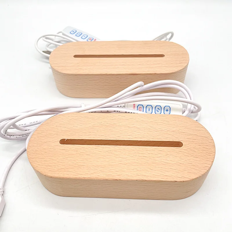 Dimmable 3 Colors Oval USB Led Light Base Warm White Cold Light for Acrylic Glass Night Lamps