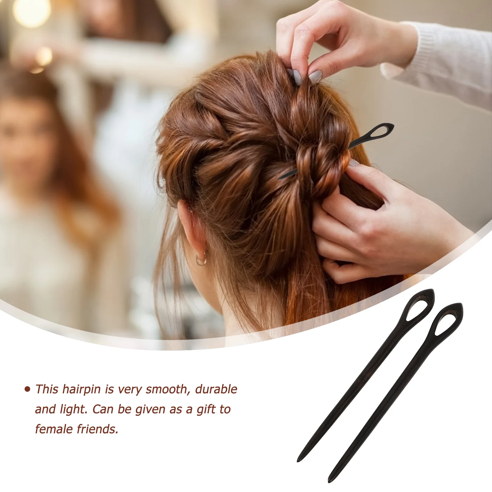 2 قطعة دبوس الشعر الرجعية خمر كليب مخلب كليب لملحقات خشب الصندل الخيزران المرأة القبعات العالية #5