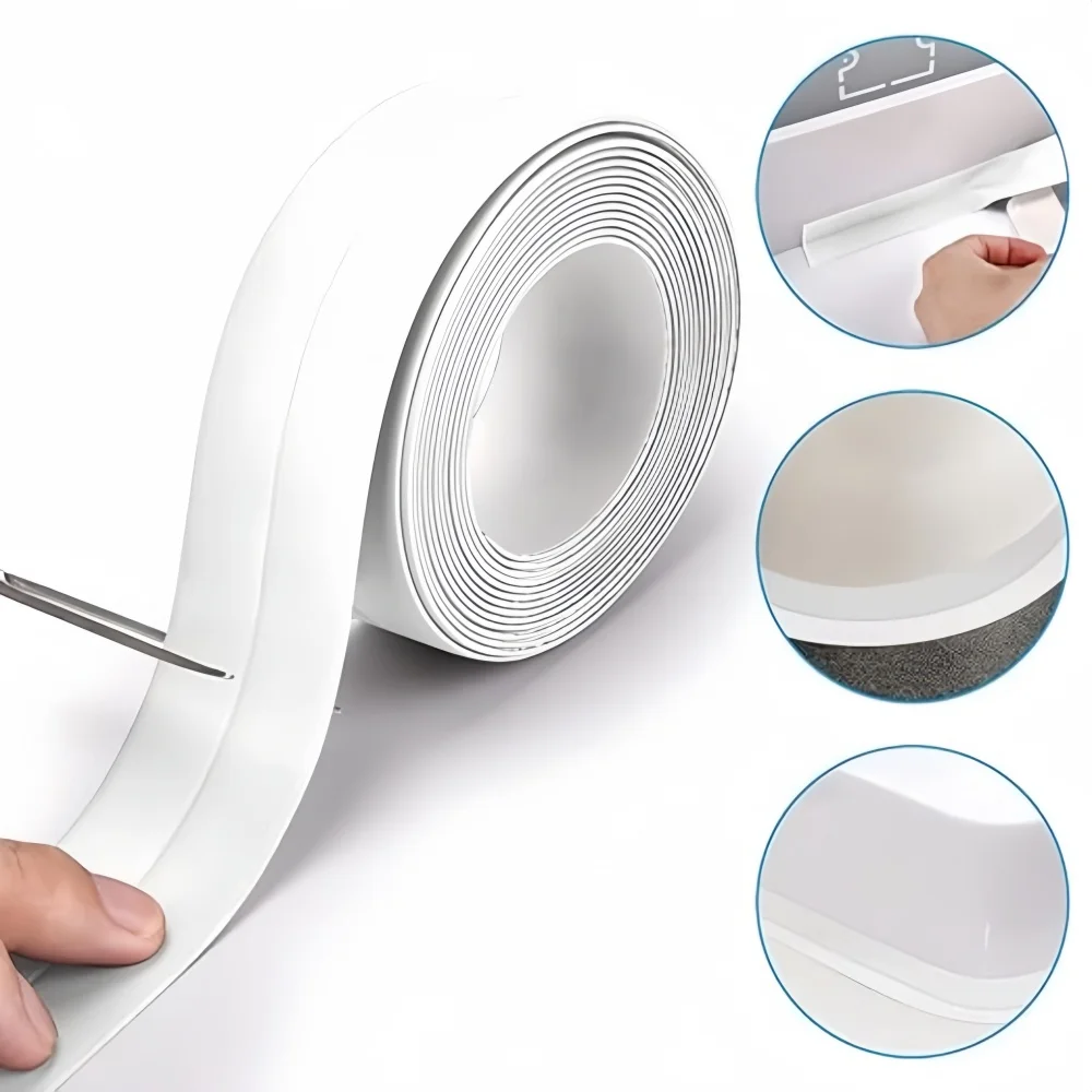 

1PC Waterproof Self-Adhesive Caulking for Toilet Sealer, Around Toilet Base, Kitchen Bathroom Sink Shower Bathtub Edge Protector