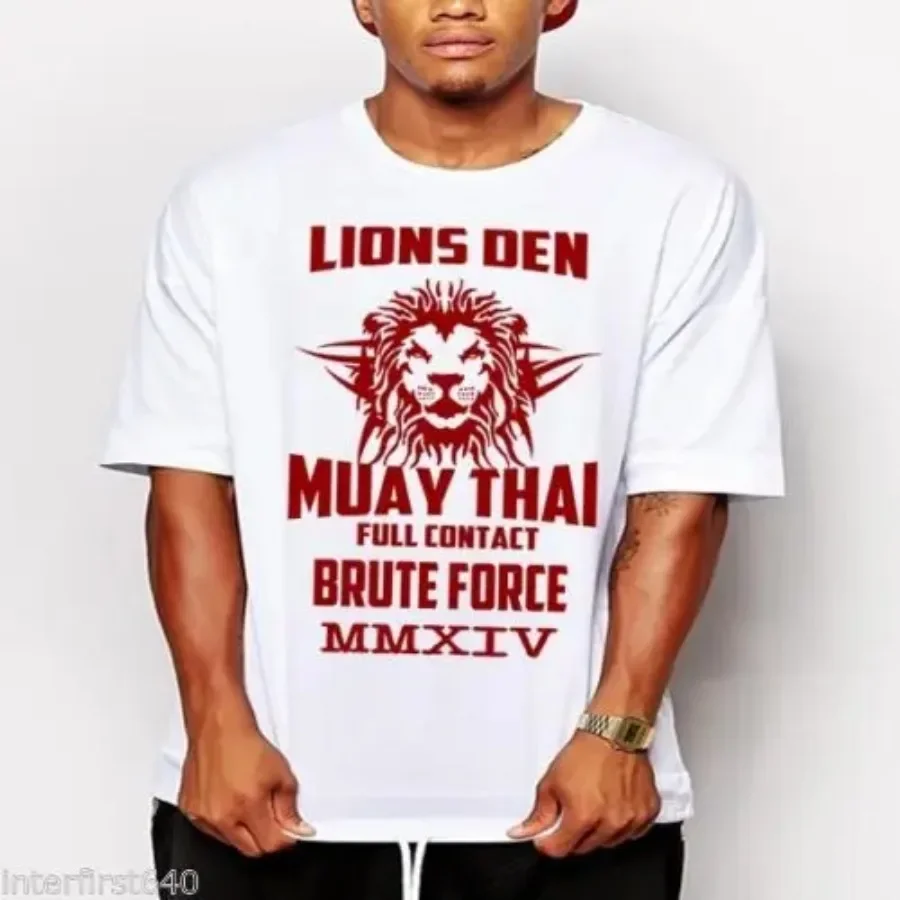 

Thai Boxing Lion Gym MMA Combat Muay Thai T-Shirt 100% Cotton O-Neck Summer Short Sleeve Casual Mens T-shirt Size S-3XL