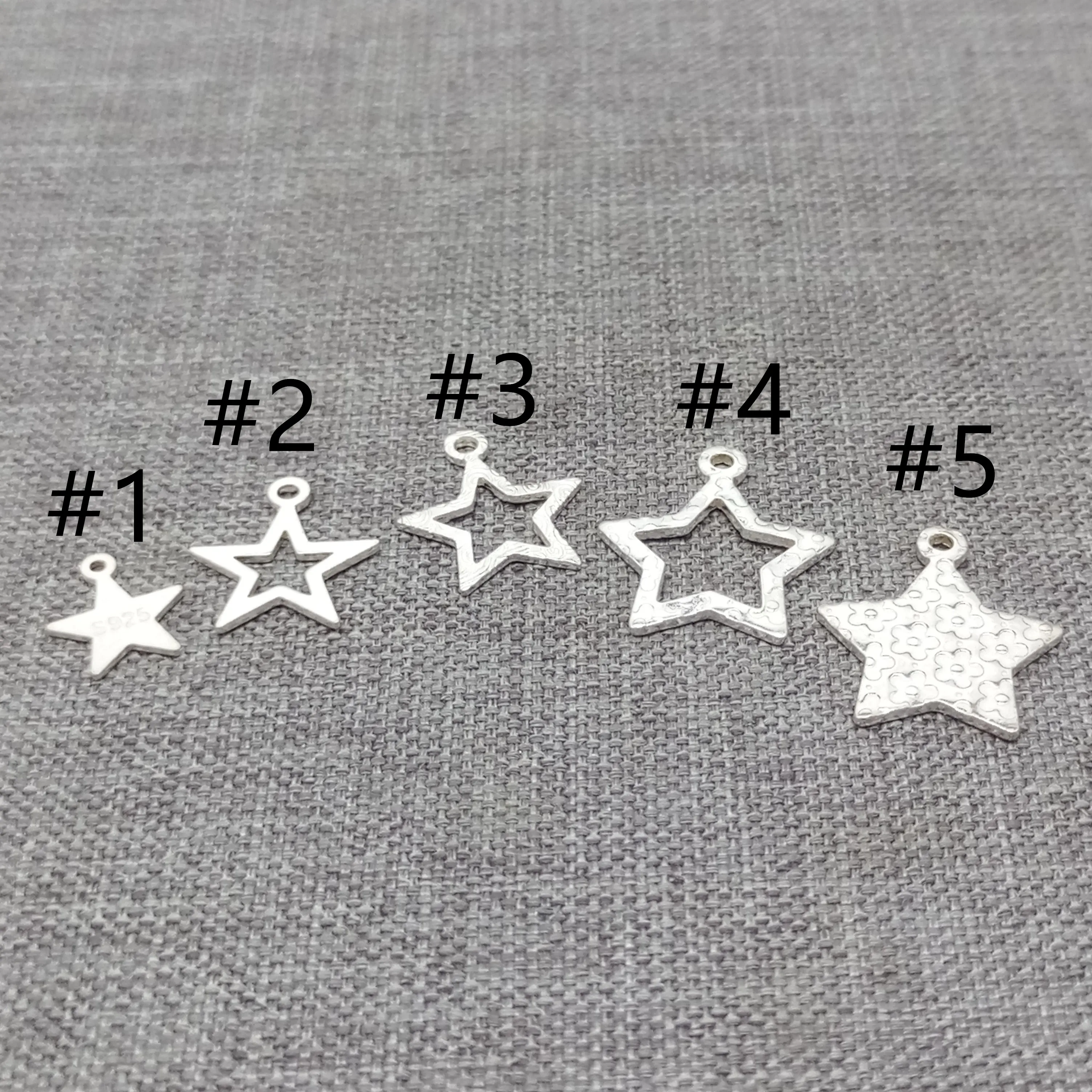 10 Pieces Small Pentagram Star Tag Charms in 925 Sterling Silver for Bracelet Necklace Extension Chain Ends