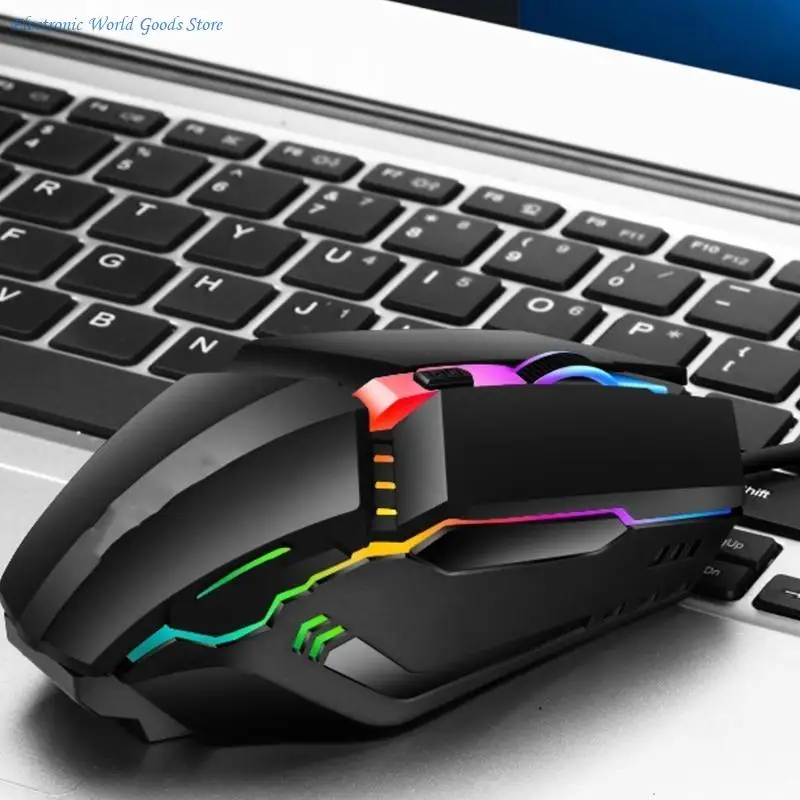 A3PD RGBs Light Ergonomic Design USB Cord Mouse Adjustable 3 Level DPI Sensitivity
