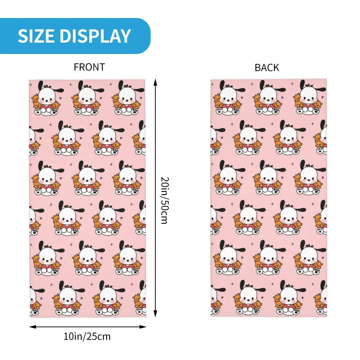 Custom Pochacco Pink Bandana Neck Warmer Women Men Winter Hiking Ski Scarf Gaiter Kawaii Face Cover