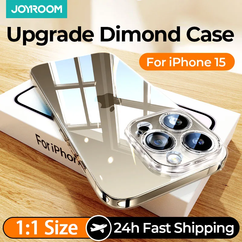 Joyroom Case For iPhone 15 14 Pro Max Case Crystal Transparent Back PC Anti-Yellow Full Lens Cover For iPhone 13 Pro Max