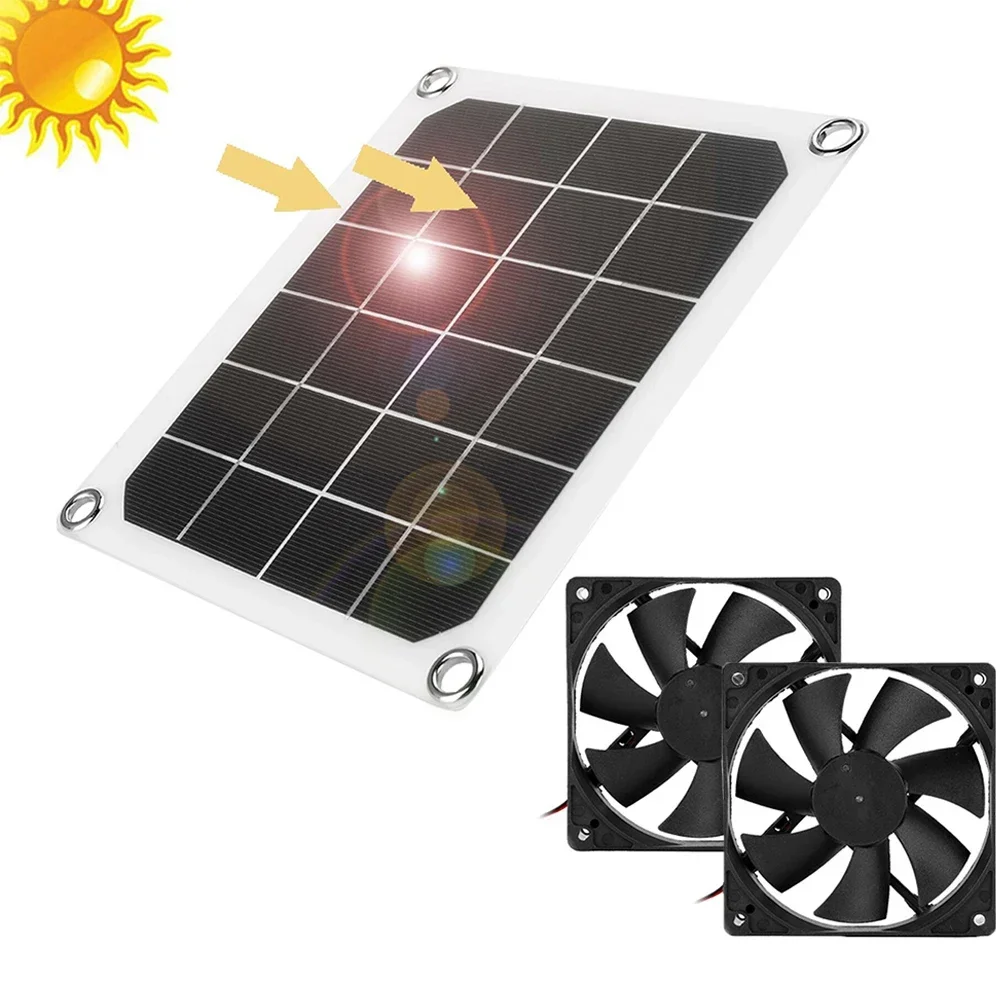 

10W Solar Powered Exhaust Fan Solar Fan Kit Solar Exhaust Fan Waterproof Solar Panel Round Ventilation Case FanFor Coops Chicken