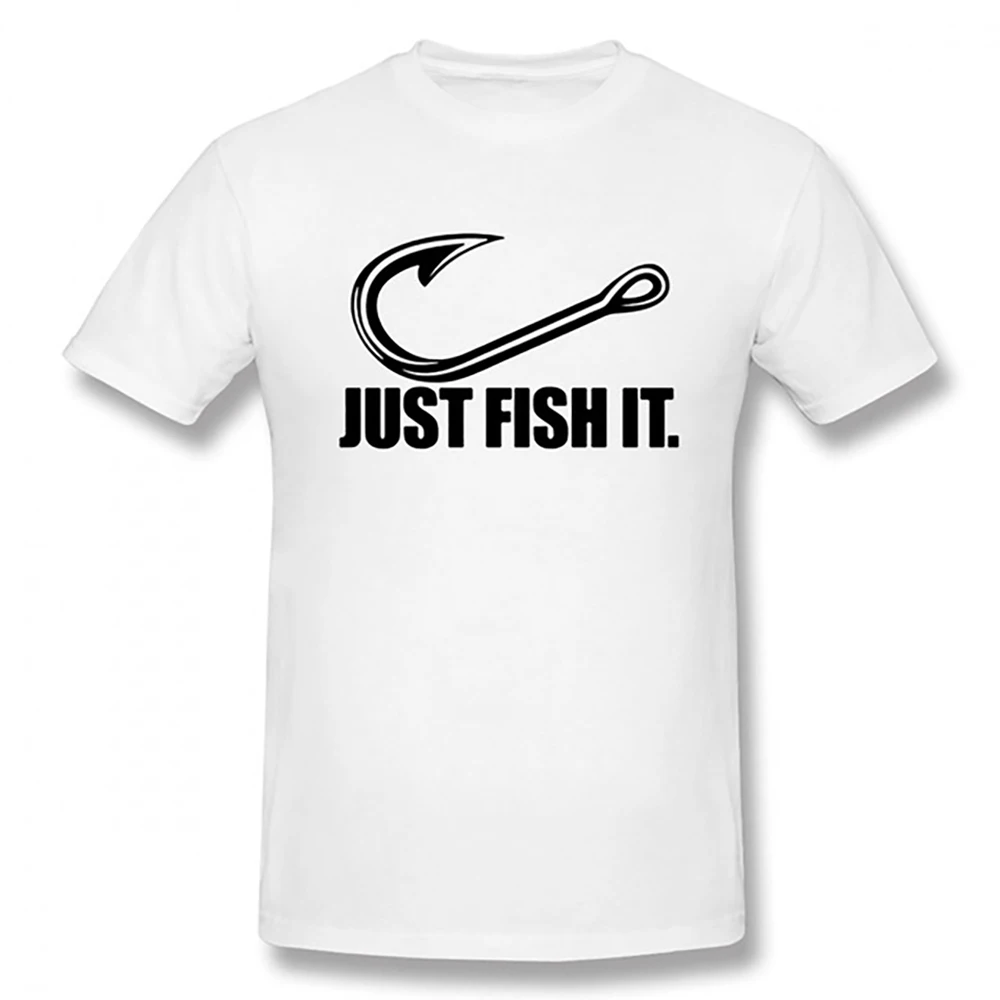 

Summer Funny Love Fishing T Shirt Men Just Fish It Short Sleeves Fashion Hip Hop O-Neck Cotton Shirts For #9FPACE