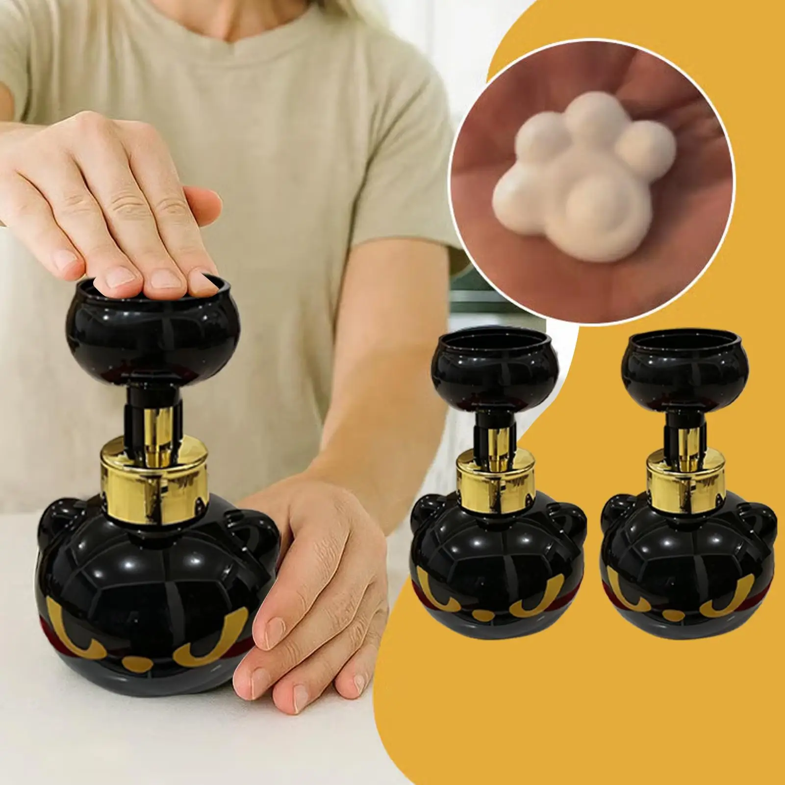 Niedlicher Seifenspender mit Katzenpfotenabdruck, Duschschaum, Seifenspender, wiederverwendbar, Shampoo-Pumpenbehälter, Küchenseifenspender, vielseitig einsetzbar