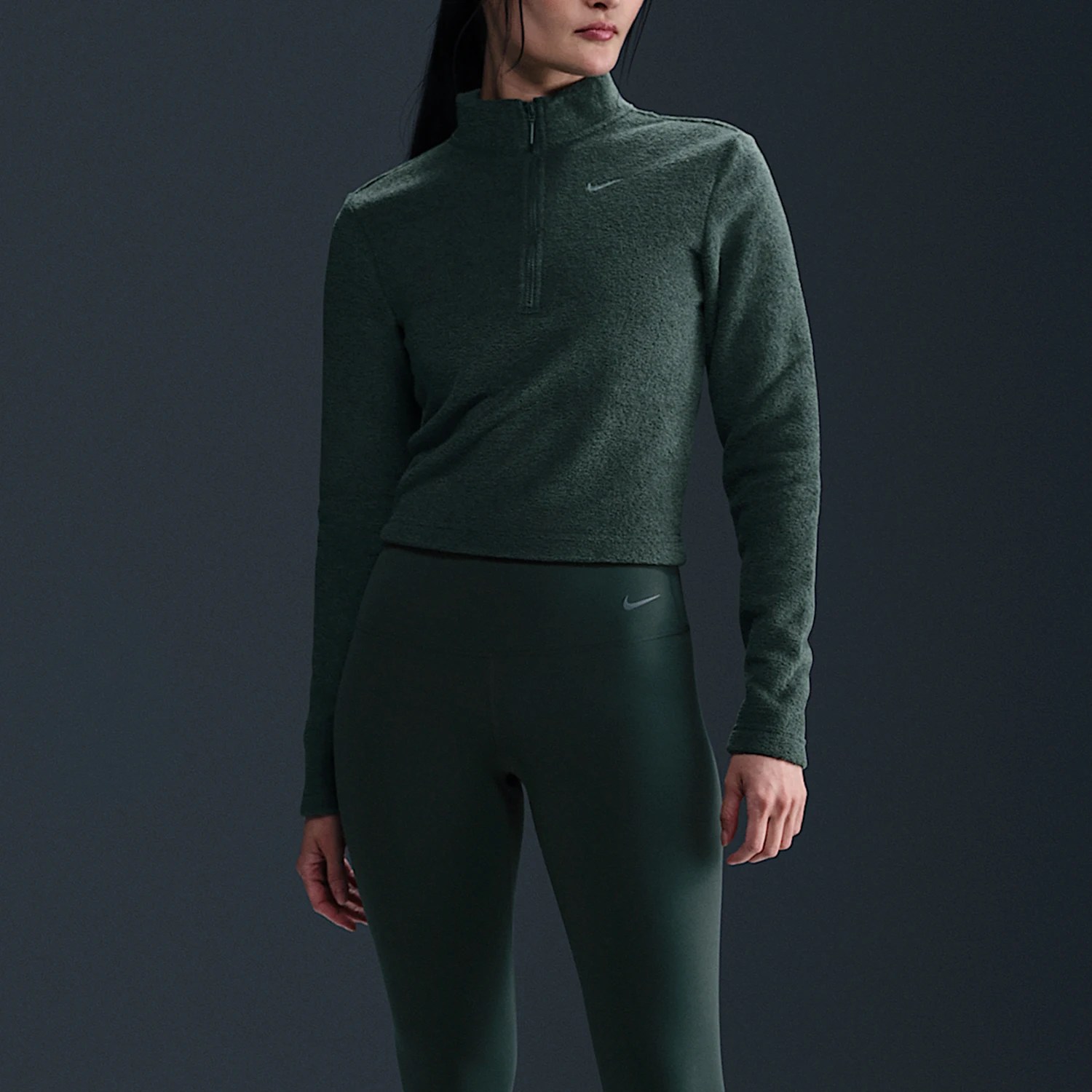 Nike Genuine Product سترة شتوية نسائية رفيعة نصف سحاب مبطنة بالصوف FV8029-338 #1