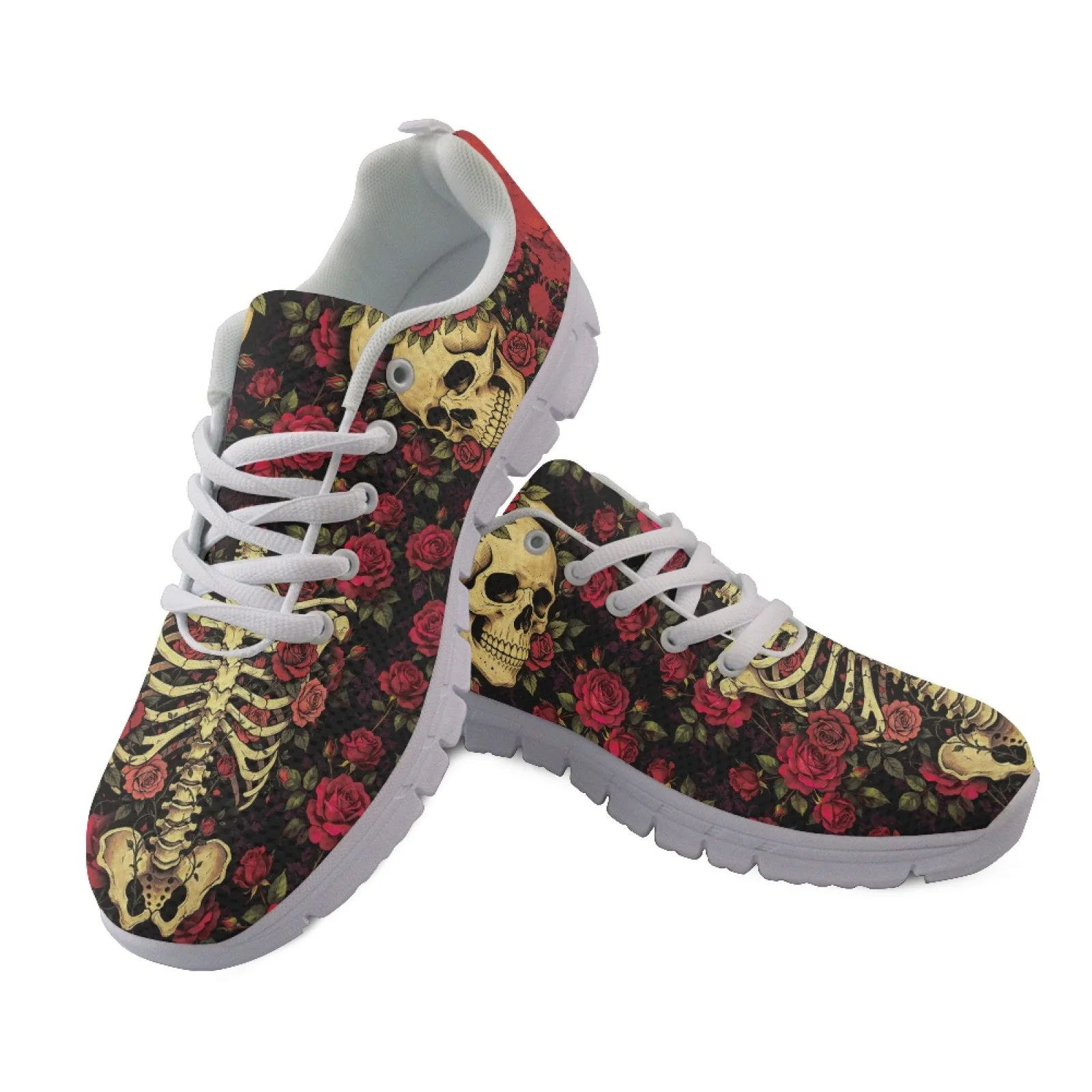 Coloranimal Skull Rose Mesh & EVA Sole Outdoor Trainers Breathable Work Shoes for Women 2026 New