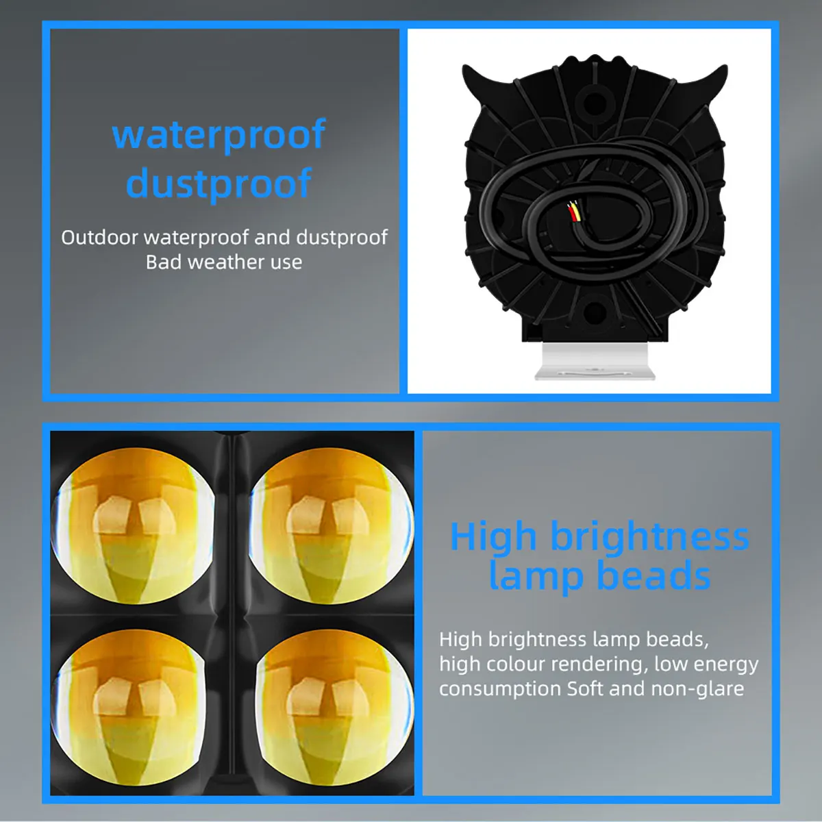 Owl Style Motorcycle Auxiliary Lights Fog Light 5 Modes Projector Lens Spotlight Scooter Motorbike Head Light Driving Lamp Red