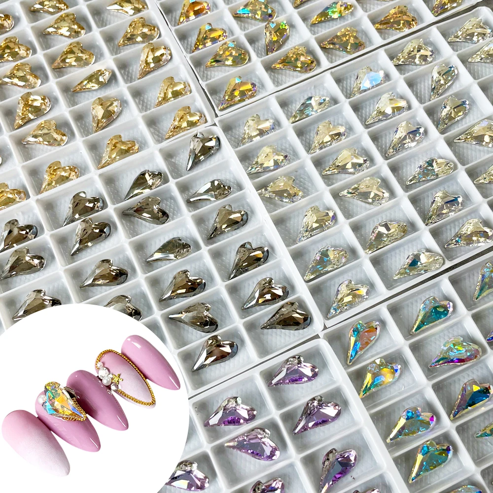 

Nail Crystal Rhinestones Zircon Parts Nail Art 3D Charm Heart Stone Jewelry Press on Nail Glass AB Flat Back Diamonds Decoration