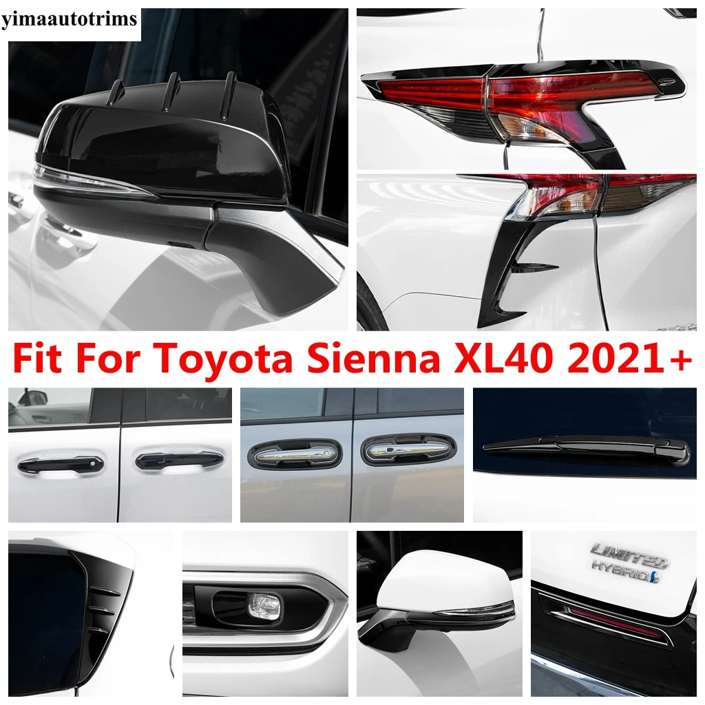 

Rearview Mirror / Window Sequin / Wiper / Fog Light Lamp Eyebrow Cover Trim For Toyota Sienna XL40 2021 2022 Black Accessories