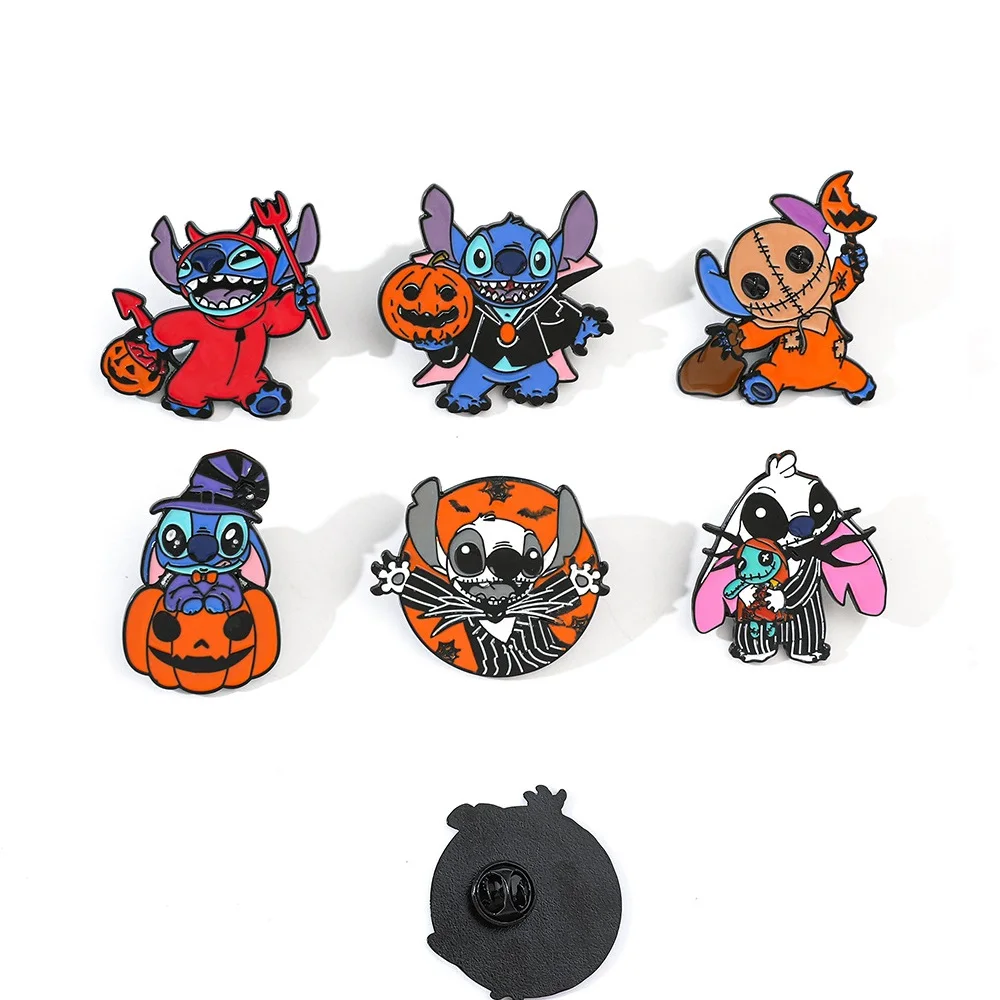 

1-6Pcs Disney Stitch Enamel Pin Brooches For Women Lapel Pins Badge on Backpack Clothes Accessories Fashion Kids Halloween Gifts