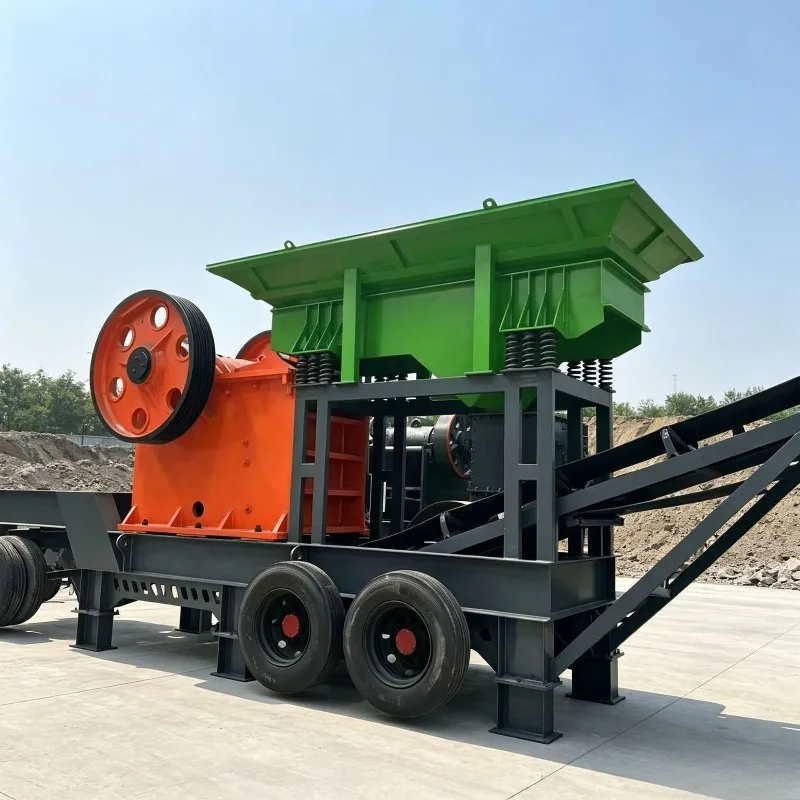 Deposit Truck Mounted Mobile Jaw Crusher With Integrated Vibrating Feeder And Conveyor For Demolition Concrete Limestone Gangue