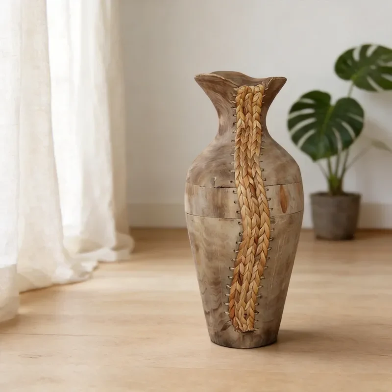 Handmade Pomelo and Paulownia Woven Flower Bucket Painting Tube Utensil Decorative Container Mixed Matched Design Factory