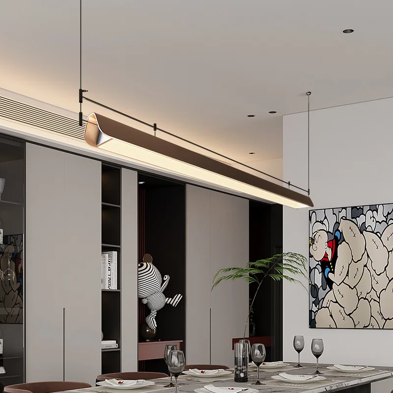 

2025 designer new high-end minimalist one-line restaurant chandeliers, Italian light luxury bar high-end chandeliers