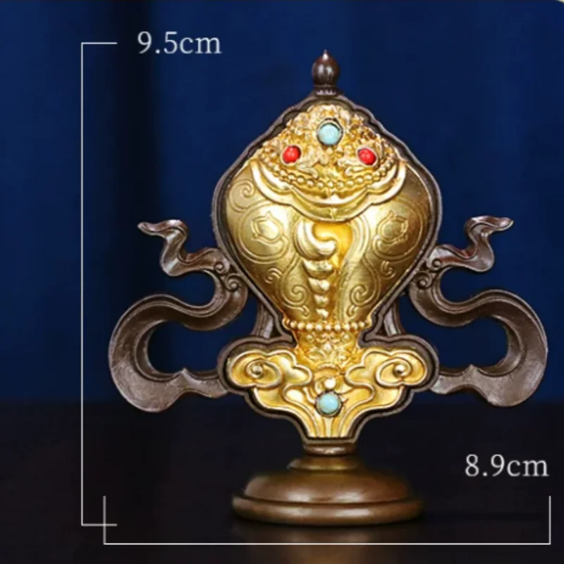 Exquisite Brass Conch Shell - Tibetan Buddhist Eight Offerings Altar Ornament, Home Tabletop Decor Buddha Tools