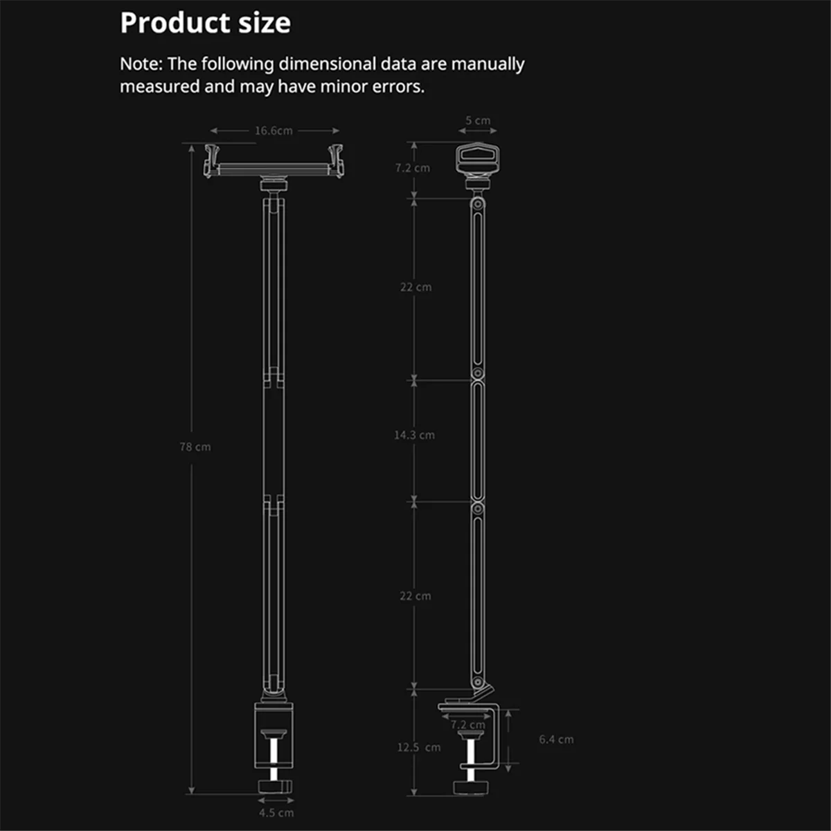 Desk Bed Tablet Stand Adjustable for 4-12.9 Inches Mobile Phones Tablets Aluminum Arm Mount Support for Tablet-A