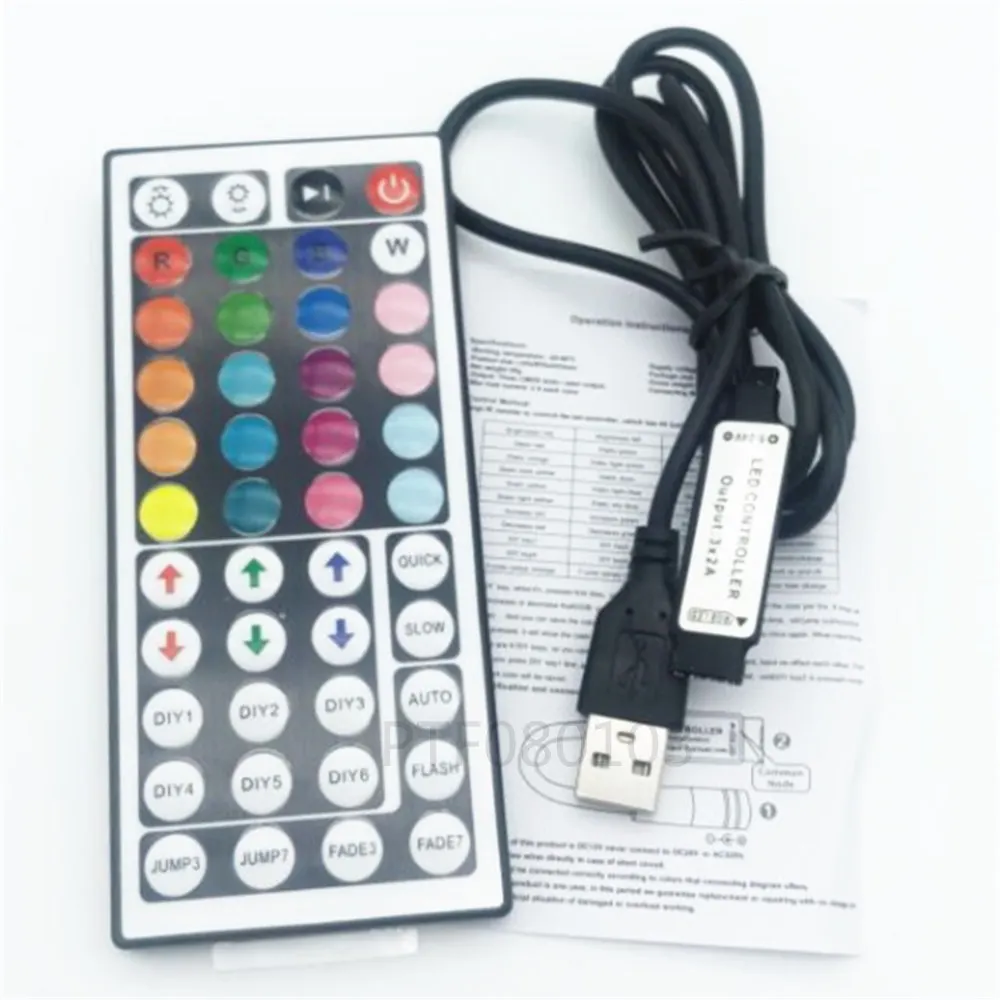 USB 5V Mini 24 Key RGB LED Controller 3Key Mini Control Simpl Dimmer For 5050 3528 2835 5V RGB LED Strip Lights 4Pin