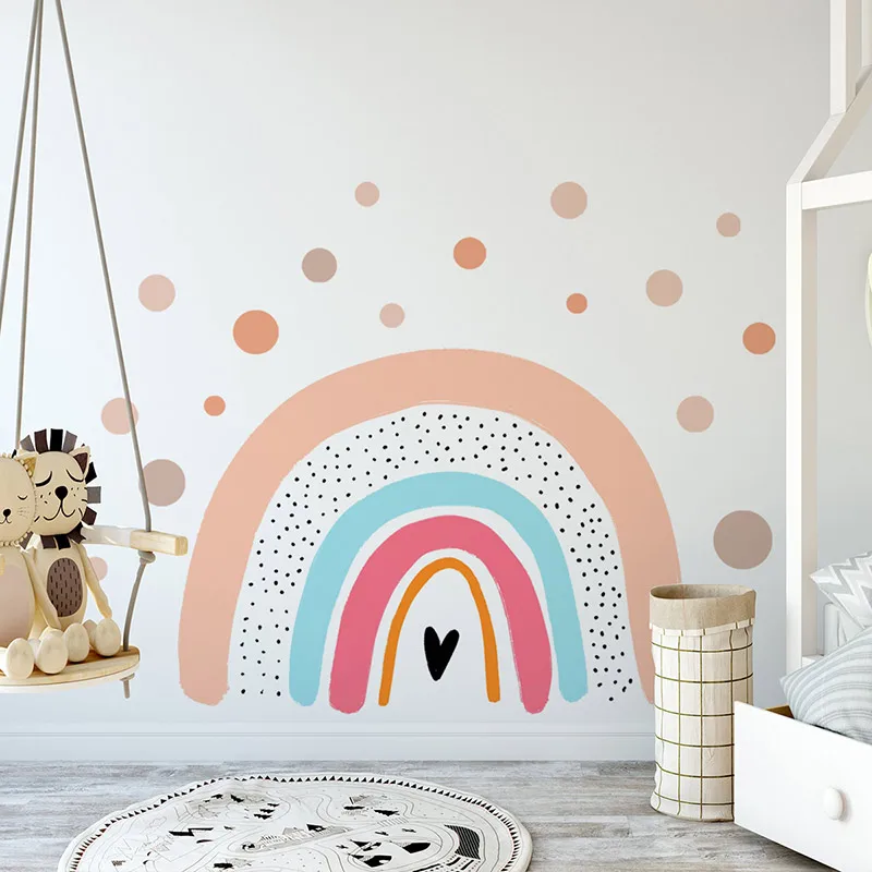 76x60cm Love Rainbow Wall Stickers Classical Pattern PVC Decals Eco-friendly Sticker for Nursery Kids room Girls Bedroom Decor