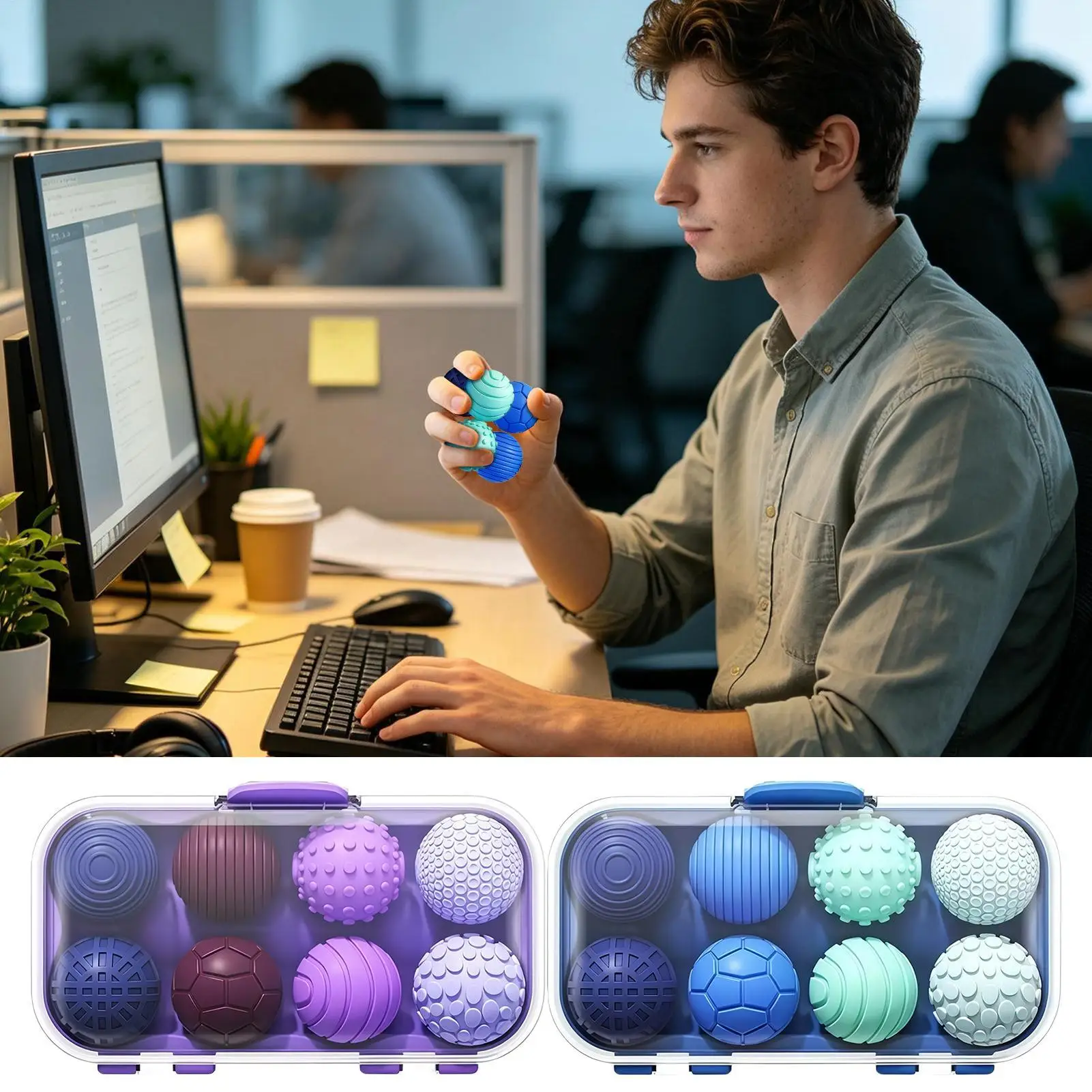 Magnetic Fidget Toys 8 Pieces Textured Hand Relaxation Ball Sensory Balls For Adults Kids Office Home Desk Classroom School