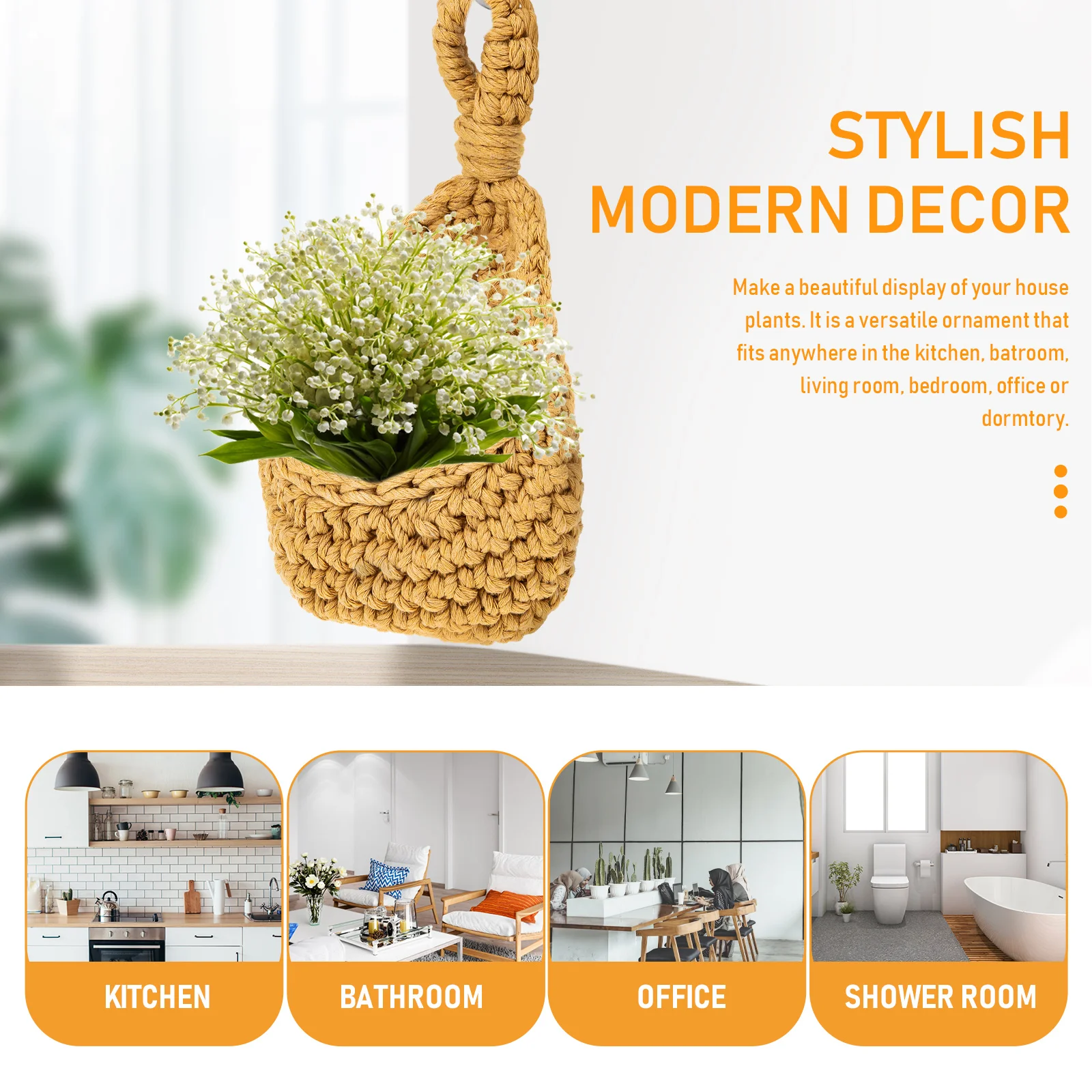 

Wall Hanging Fruit Basket Storage Baskets Cotton Rope Multi-purpose Stackable Kitchen Flower Holder Home