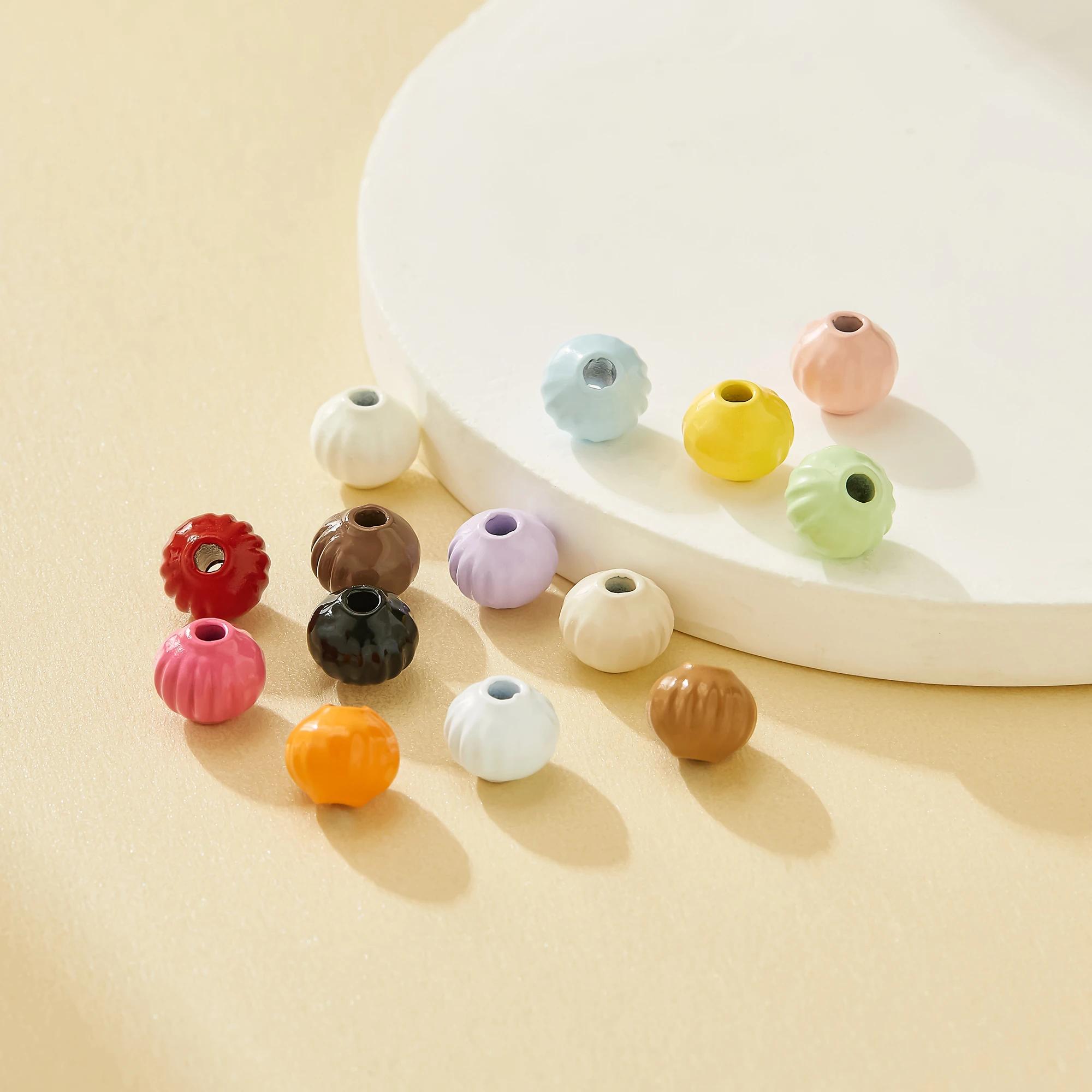 Pumpkin Lantern Zinc Alloy Enameled Beads Spacer For Phone Lanyards Bracelet DIY Cute Dopamine Macaron Candy Color 4160116