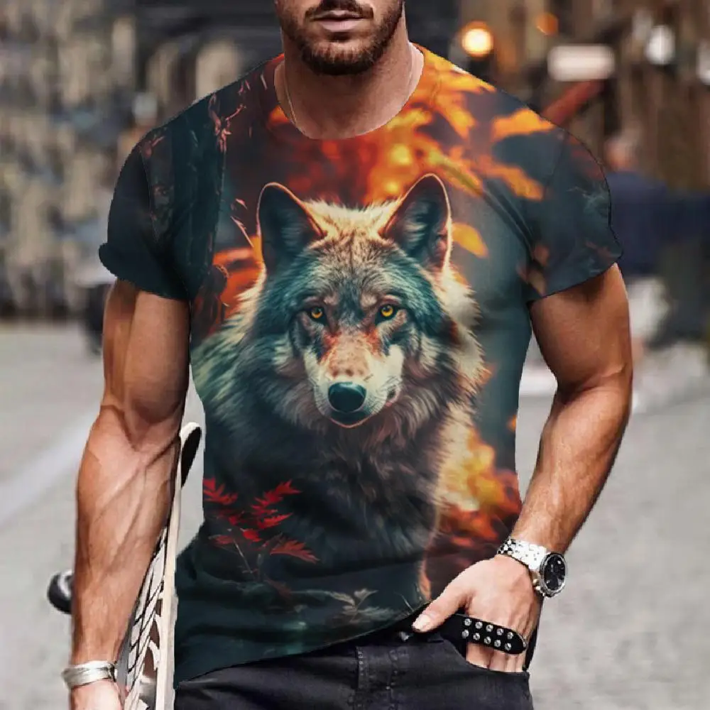 Wolf T-Shirt 3d Digital Animal Print Graphic camisa hombre Causal Tees Short Sleeves Comfortable Pullover Tops Men\'s Clothing