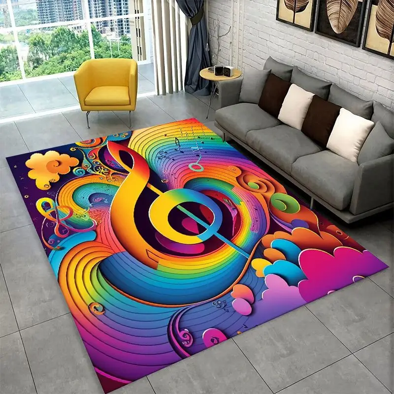 Fashion Musical Note Instrument Staff Art Large Area Rug Non-slip Durable Carpet for Bedroom Living Room Sofa Doormat Home Decor