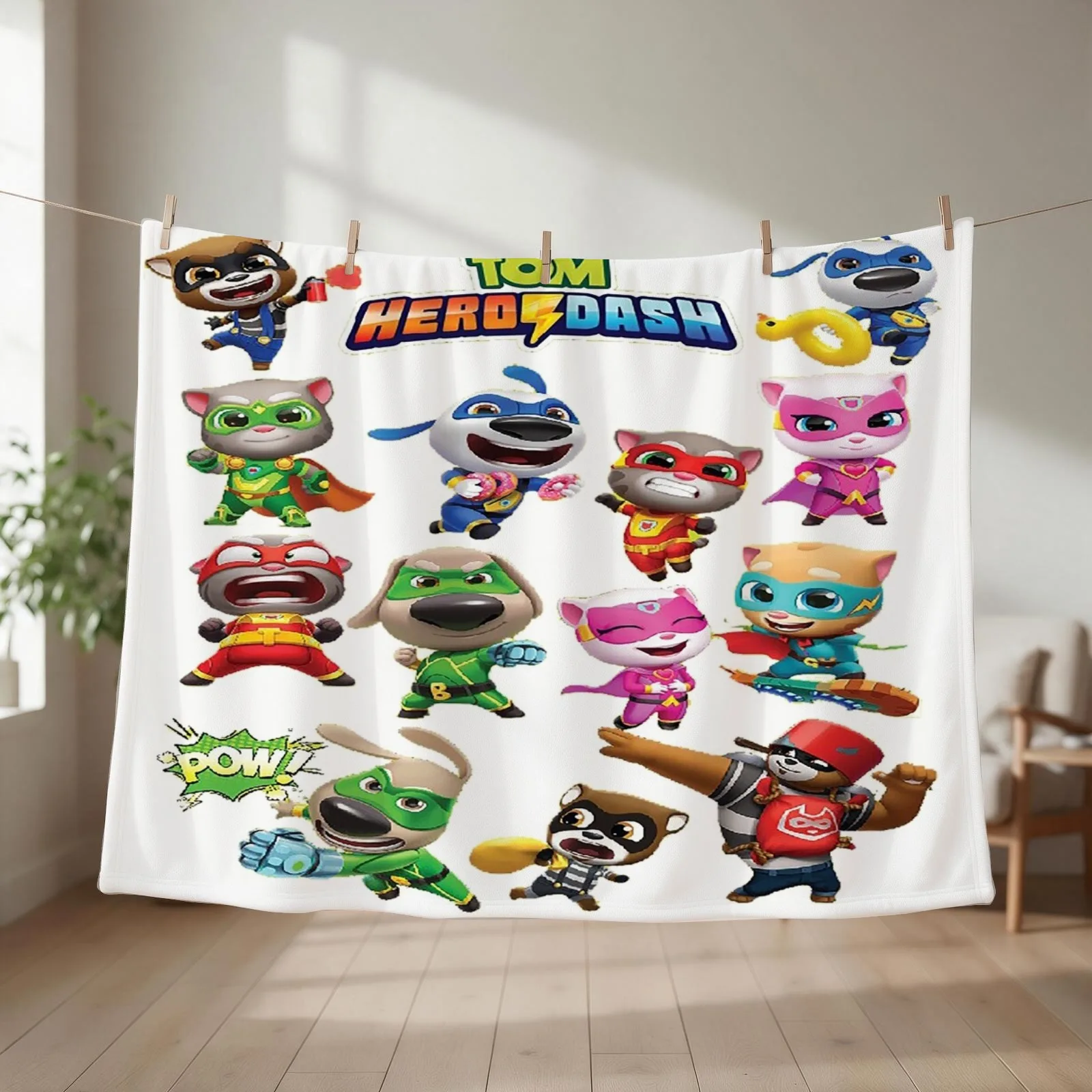Talking Tom Heroes Throw Blanket couch cozy soft plush fuzzy picnic outdoor blanket