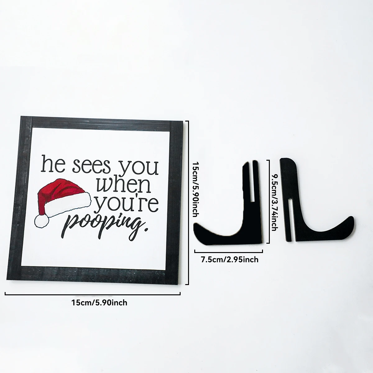 لافتة حمام مضحكة لعيد الميلاد مع قبعة سانتا الحمراء، لوحة مؤطرة لديكور عيد الميلاد، زخرفة سطح المكتب المبتكرة، هدية ديكور المرحاض المنزلي #6