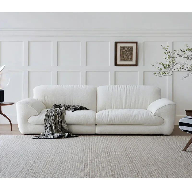 Sofa French cream style fabric sofa living room straight row small apartment sofa