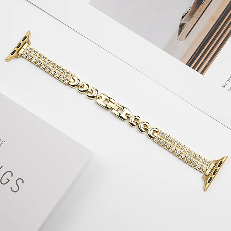 Bling Bracelet For Apple Watch Band 9 8 7 41mm 45mm 40mm 44mm Diamond Shining Metal Strap For IWatch 2 SE 6 5 4 38mm 42mm 49mm