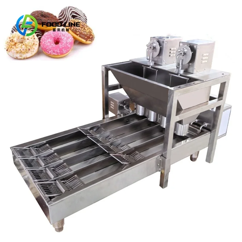 Customized 4 lane donut fryer doughnut automated manufacturing equipment for commercial baking institute dessert shop