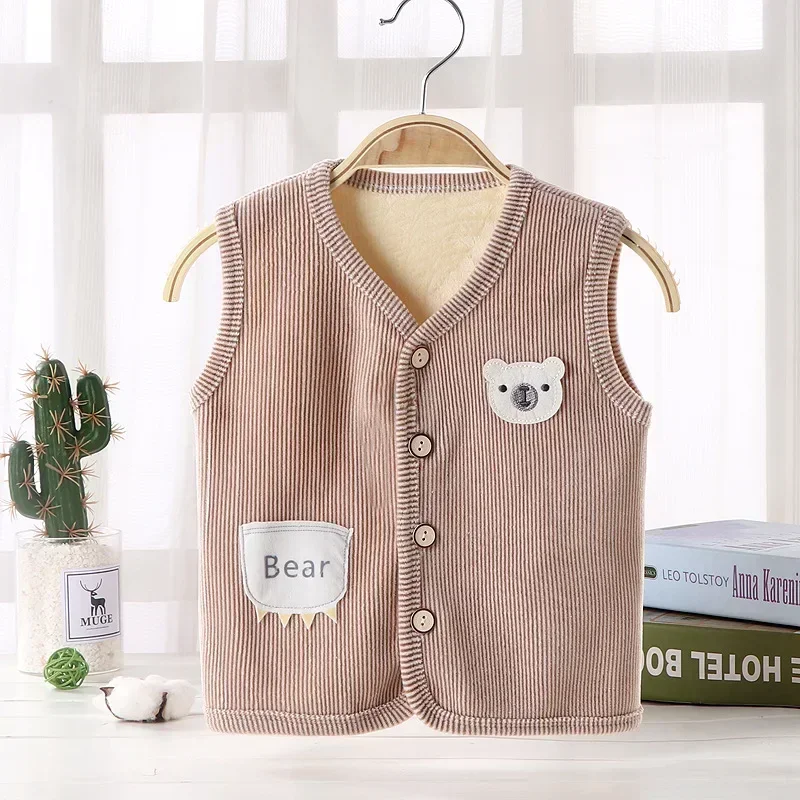 Autumn Winter Children\'s Vest Boy Girl Thicken Velvet lining Keep Warm Jackets Vest Kids Clothes Waistcoat Children\'s Clothing