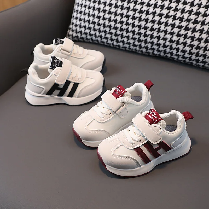 

Children's Sneakers 0-8 Years Old Blue Leather Boys Girls Single Shoes Four Seasons Models Soft Non-slip Kids Walking Shoes