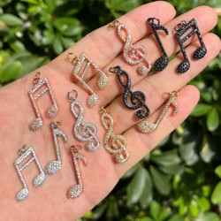 5Pcs Music Note Charms Cubic Zirconia pavimentato bracciali ciondolo per donna moda gioielli fatti a mano collana accessori