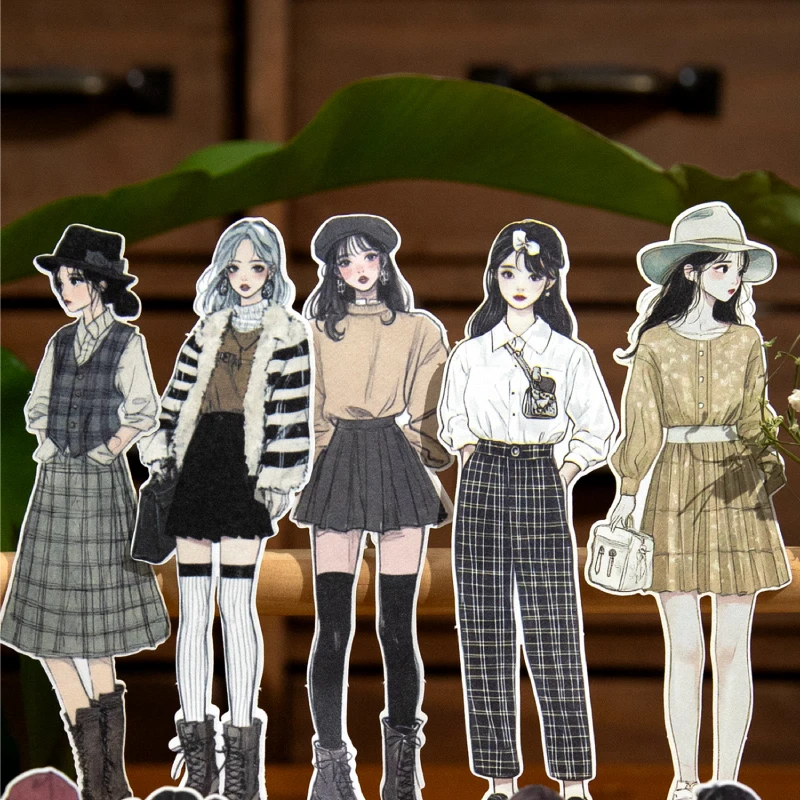 100pcs Large Package Retro Character Theme Precision Die Cutting Technology Stickers DIY Handmade Materials Scrapbook Decoration