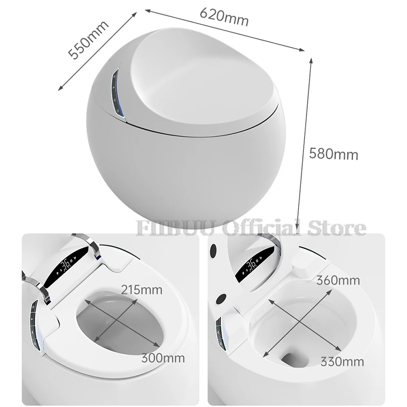 Egg-Shaped One Piece Smart Toilet Bidet Seat Built In Heated Seat Intelligent Integrated Toilet Dryer Warm Water Deodorization