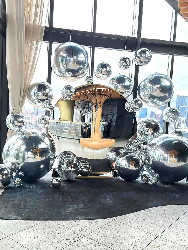 1/3/5 Stück silberne 4D-Effekt-Aluminiumfolienballons für silberne Themen, Geburtstagsfeiern, Junggesellinnenabschiede, Hochzeiten, Brautmädchen-Themen Dec – Detail 4